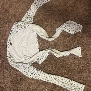 Windsor Floral Long Sleeve Top - Cream and Blue